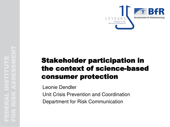 stakeholder participation stakeholder participation in in