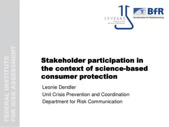 Stakeholder participation  Stakeholder  participation in  in  DERAL INSTITUT  the context  the