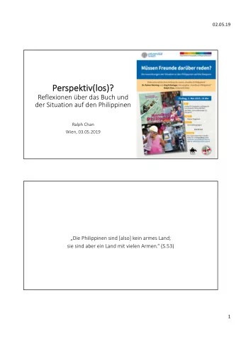 Pe  Perspektiv(los)?  Reflexionen ber das Buch und  der Situation auf den Philippinen  Ralph Chan