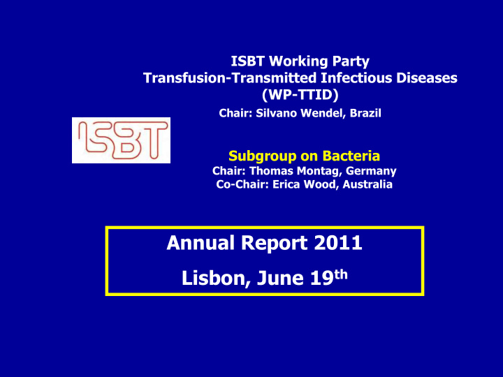 annual report 2011 lisbon june 19 th bacillus cereus