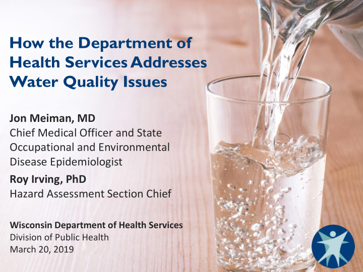 how the department of health services addresses water