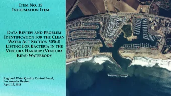 I TEM N O . 15 I NFORMATION I TEM D ATA R EVIEW AND P ROBLEM I DENTIFICATION FOR THE C LEAN W ATER