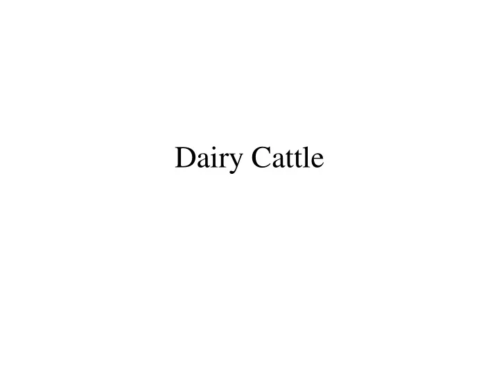 dairy cattle introduction
