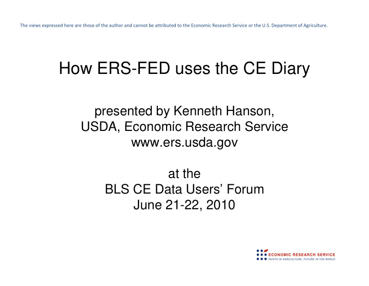 how ers fed uses the ce diary