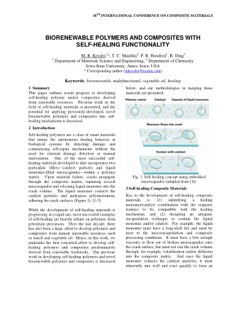 BIORENEWABLE POLYMERS AND COMPOSITES WITH  SELF-HEALING FUNCTIONALITY M. R. Kessler 1 *, T. C.