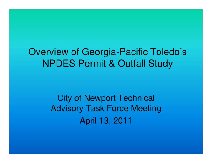 overview of georgia pacific toledo s npdes permit outfall