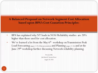 Summary of  What We Learned:  PORs - Designed based upon NCP Max Gen (e.g. generator name
