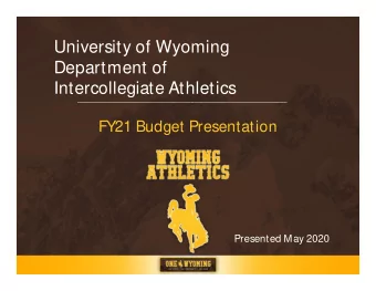 University of Wyoming  Department of  Intercollegiate Athletics