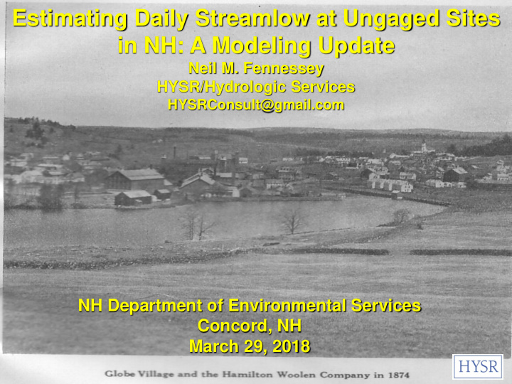 estimating daily streamlow at ungaged sites in nh a