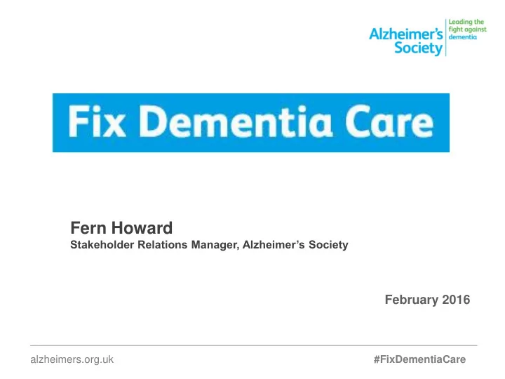 fern howard stakeholder relations manager alzheimer s