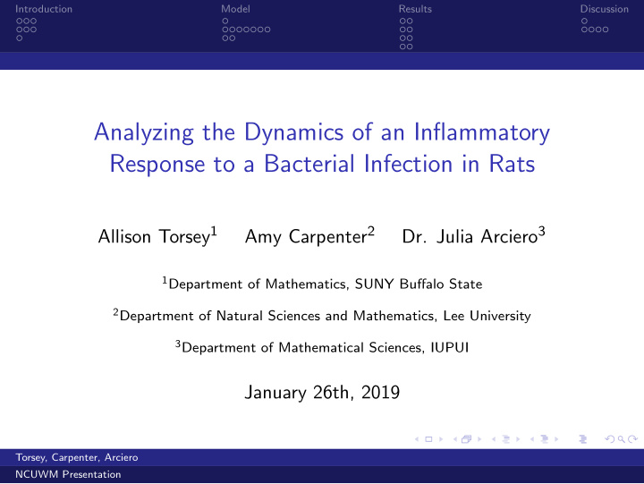 analyzing the dynamics of an inflammatory response to a