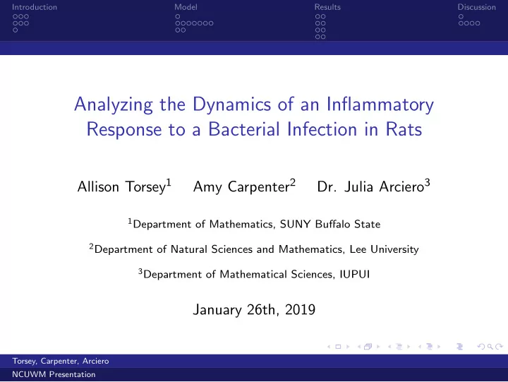 analyzing the dynamics of an inflammatory response to a