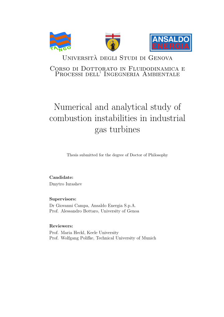 numerical and analytical study of combustion