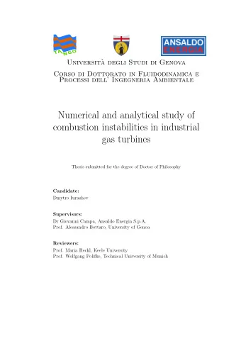 Numerical and analytical study of  combustion instabilities in industrial  gas turbines  Thesis