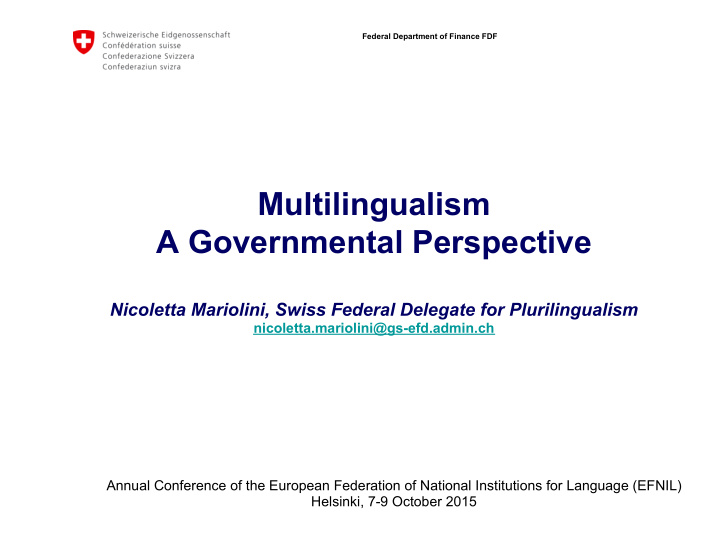 multilingualism a governmental perspective