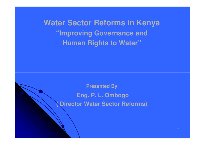 water sector reforms in kenya water sector reforms in