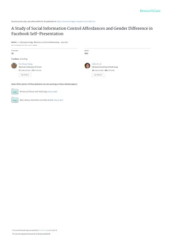 A Study of Social Information Control Affordances and Gender Difference in  Facebook