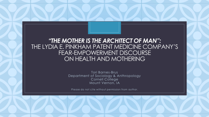 the mother is the architect of man