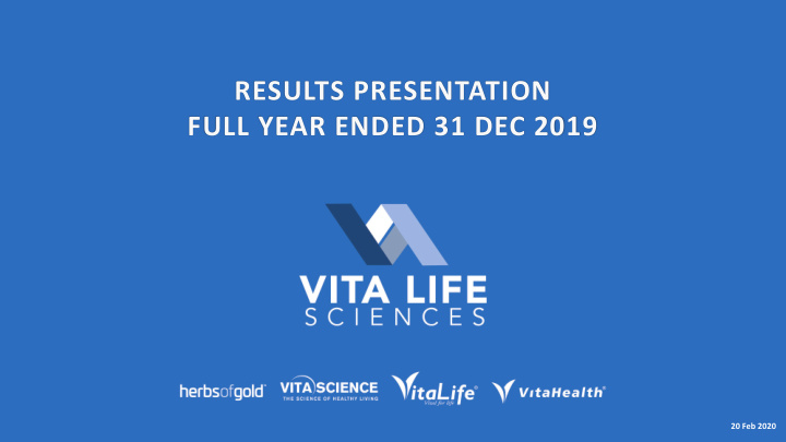 results presentation full year ended 31 dec 2019