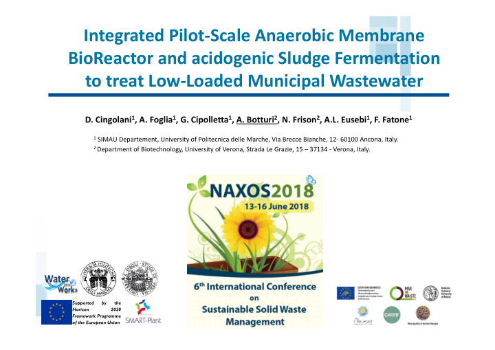 integrated pilot scale anaerobic membrane bioreactor and