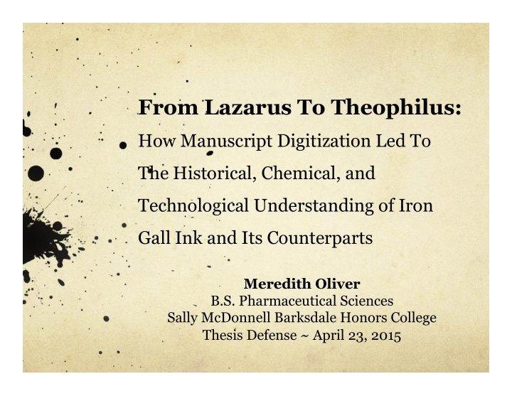 from lazarus to theophilus