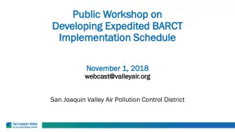 Pu  Publi  blic  c Worksho  kshop  p on  De  Developing  eloping Ex  Expedit  pedited  d BARCT  CT