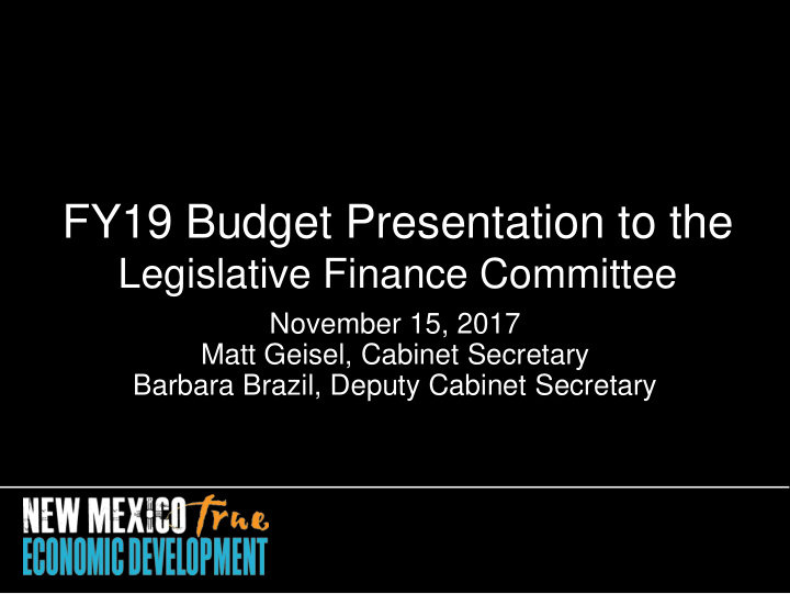 fy19 budget presentation to the