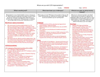 level of collaboration between the Health  CFT meetings that are clearly understandable across all