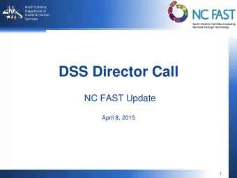 DSS Director Call  NC FAST Update  April 8, 2015  1  FNS Issuances Over Time 1 Nov 2013 ARRA