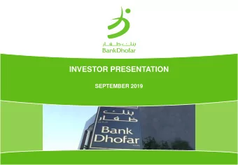 INVESTOR PRESENTATION  SEPTEMBER 2019  Disclaimer  THIS PRESENTATION IS NOT FOR PUBLICATION,