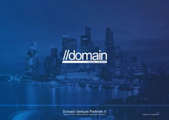 Domain Venture Partners II  Market Position  Market Problem  Opportunity  Solution
