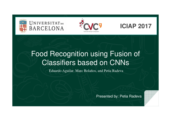 food recognition using fusion of classifiers based on cnns