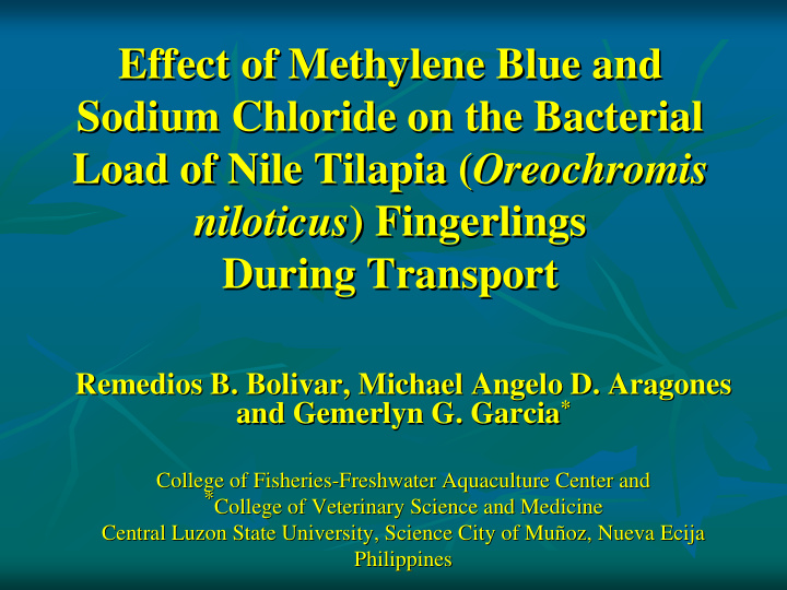 effect of methylene blue and effect of methylene blue and