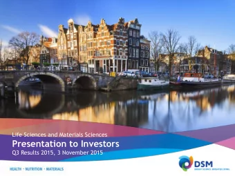 Presentation to Investors  Q3 Results 2015, 3 November 2015  Page  Safe harbor statement This