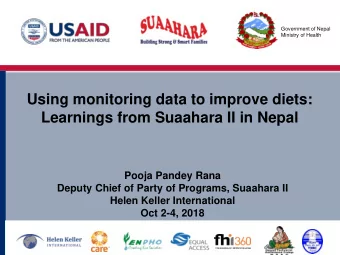 Learnings from Suaahara II in Nepal  Pooja Pandey Rana  Deputy Chief of Party of Programs, Suaahara