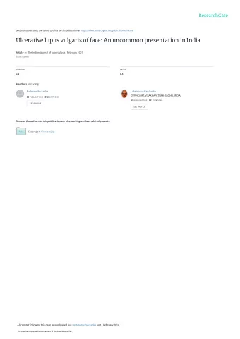 Ulcerative lupus vulgaris of face: An uncommon presentation in India Article in The Indian journal