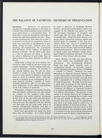 THE BALANCE OF PAYMENTS: MFTHODS OF PRESENTATION  the most useful and meaningful form of