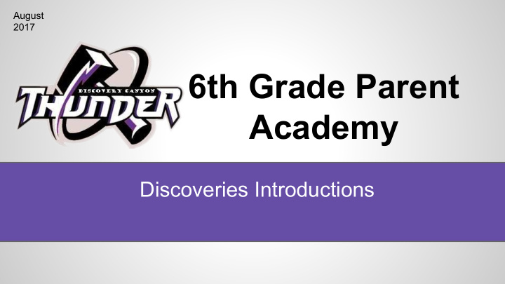 6th grade parent academy