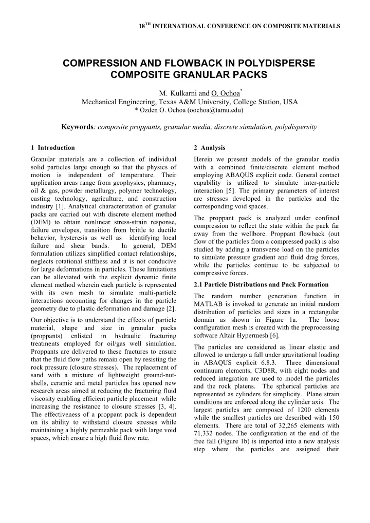 compression and flowback in polydisperse composite