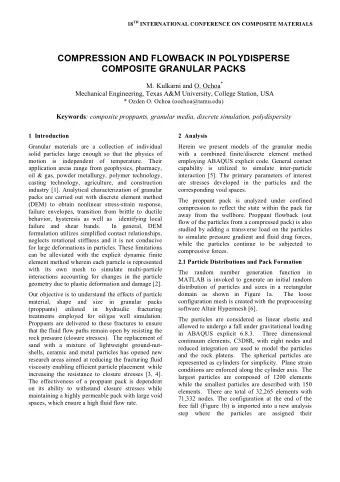 COMPRESSION AND FLOWBACK IN POLYDISPERSE  COMPOSITE GRANULAR PACKS M. Kulkarni and O. Ochoa *