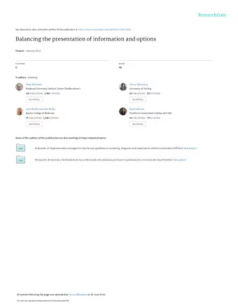 Balancing the presentation of information and options Chapter  January 2012  CITATIONS  READS  0