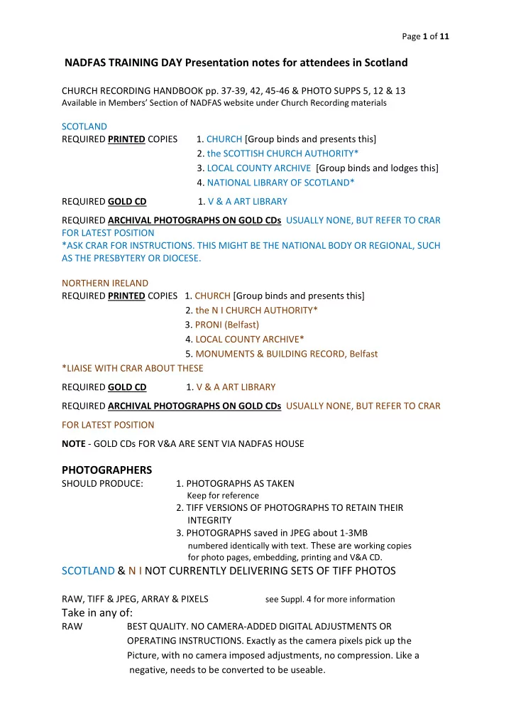 nadfas training day presentation notes for attendees in