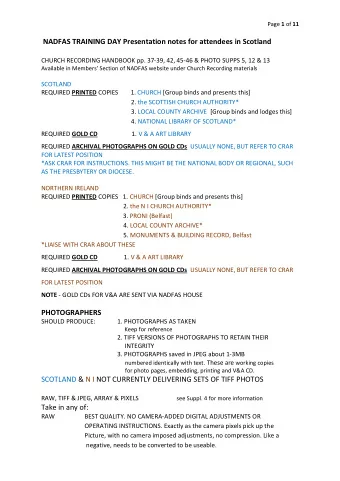 NADFAS TRAINING DAY Presentation notes for attendees in Scotland  CHURCH RECORDING HANDBOOK pp.