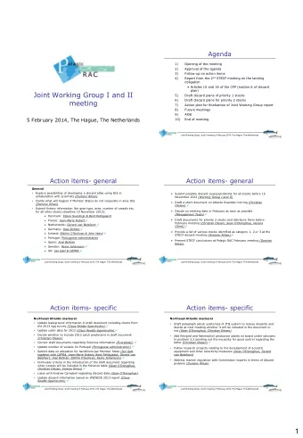 1  Action items- specific  Action items- specific Western horse mackerel  North Sea autumn spawning