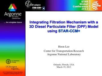 Integrating Filtration Mechanism with a  3D Diesel Particulate Filter (DPF) Model  using  Hoon Lee