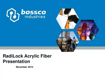 RadiLock Acrylic Fiber  Presentation  November 2014  Company Profile  Founded in  CELEBRATING