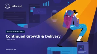 Continued Growth &amp; Delivery  March 2020  www.informa.com  Disclaimer  This presentation