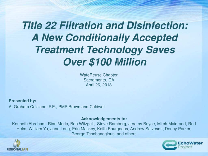 title 22 filtration and disinfection a new conditionally
