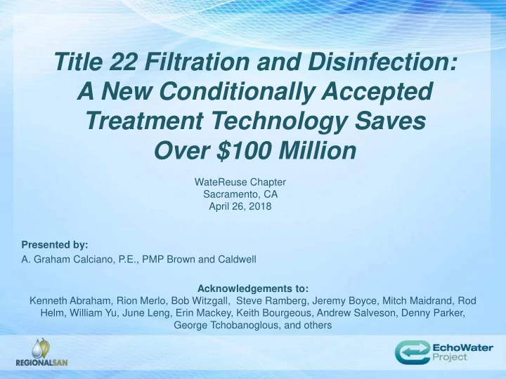 title 22 filtration and disinfection a new conditionally