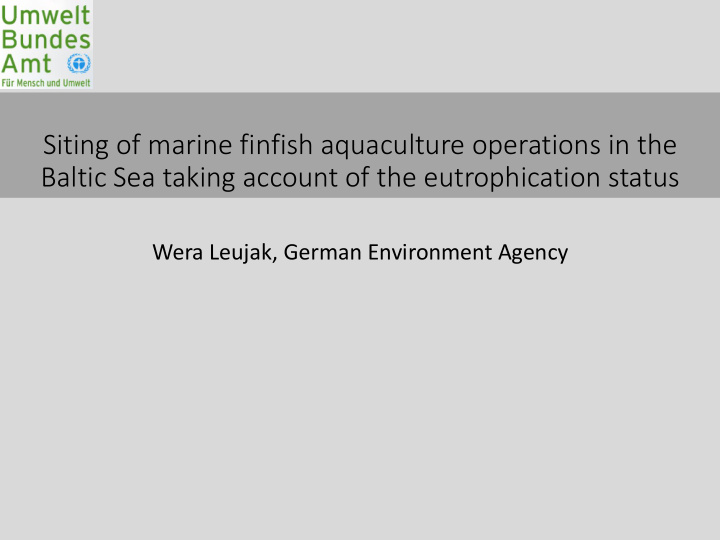 siting of marine finfish aquaculture operations in the